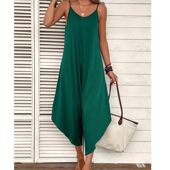 Boho Solid Harem Leg Cami Jumpsuit - Picture 12 of 12